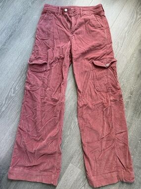 American Eagle pink corduroy wide leg pants